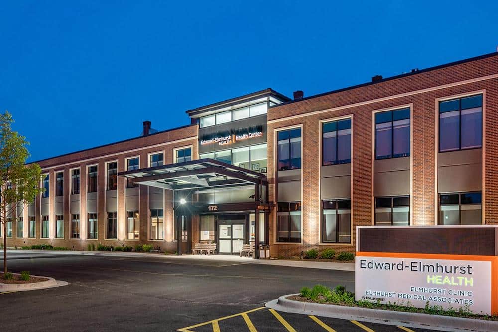 Edward Elmhurst Health Facility Exterior Dusk Front Entrance Small