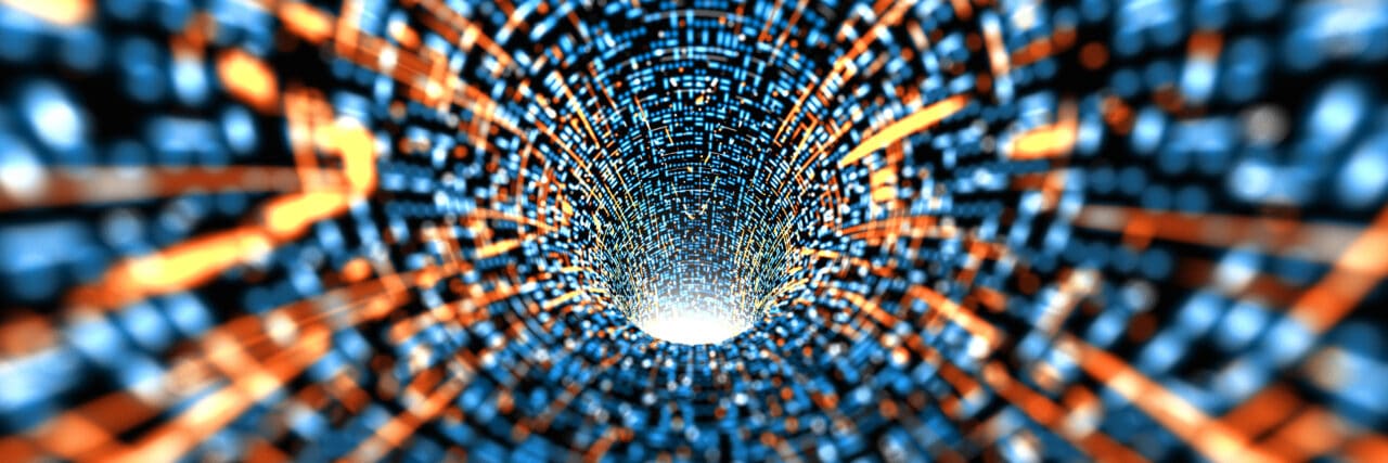Data Tunnel. Cybersecurity Technology Inside Concept