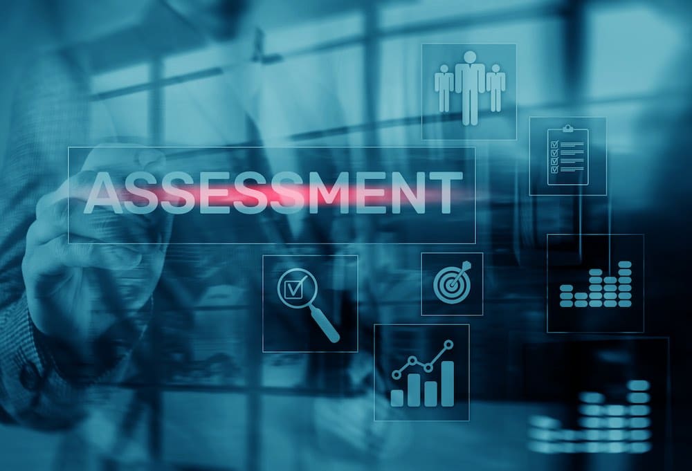 Analysis Business and Technology concept on blurred background. Assessment Evaluation Measure Analytics
