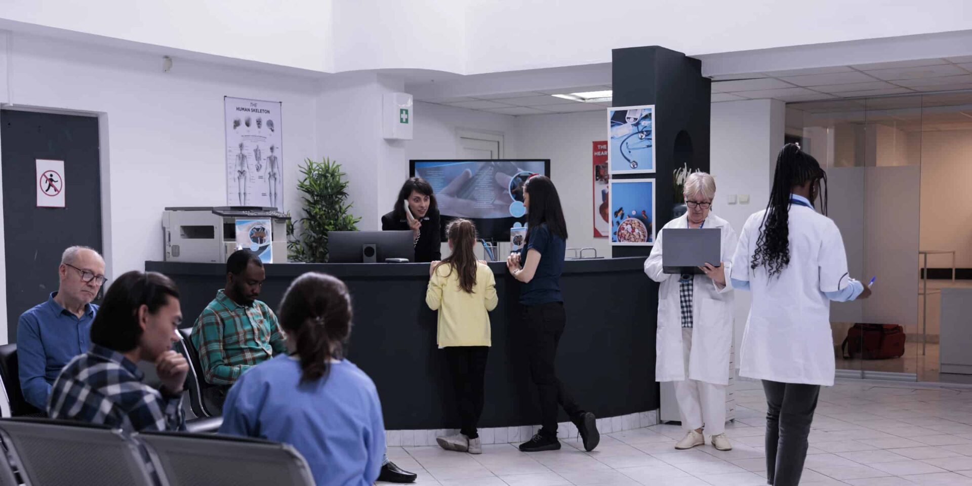 A busy clinic waiting area